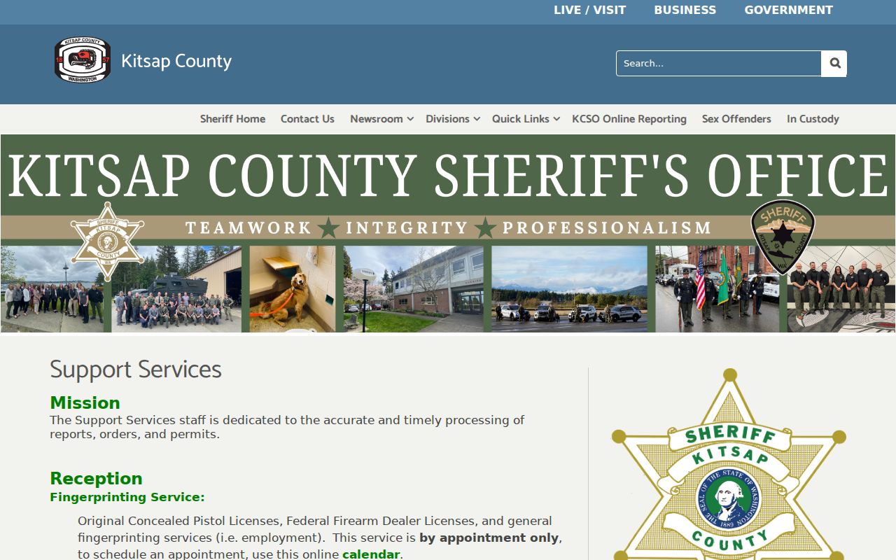 Kitsap County criminal records and fingerprint services at KCSO