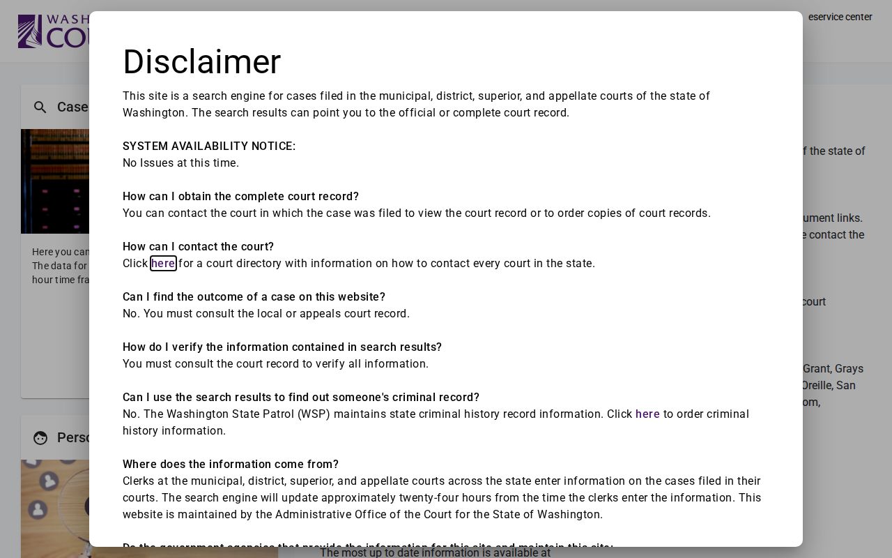Kitsap County criminal records court search source